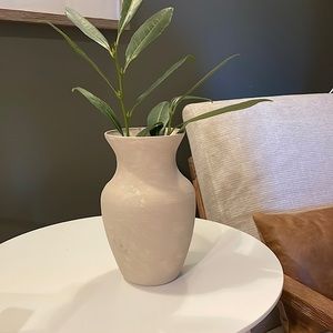 Glass vase with ceramic finish